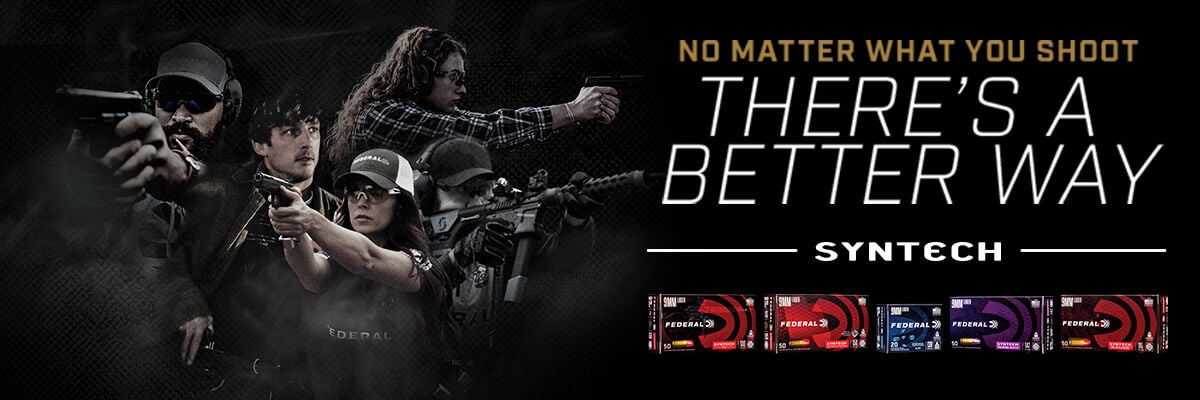No Matter What You Shoot There's A Better Way; Syntech; Syntech Range, Syntech Action Pistol, Syntech PCC, Syntech Indoor Training packaging